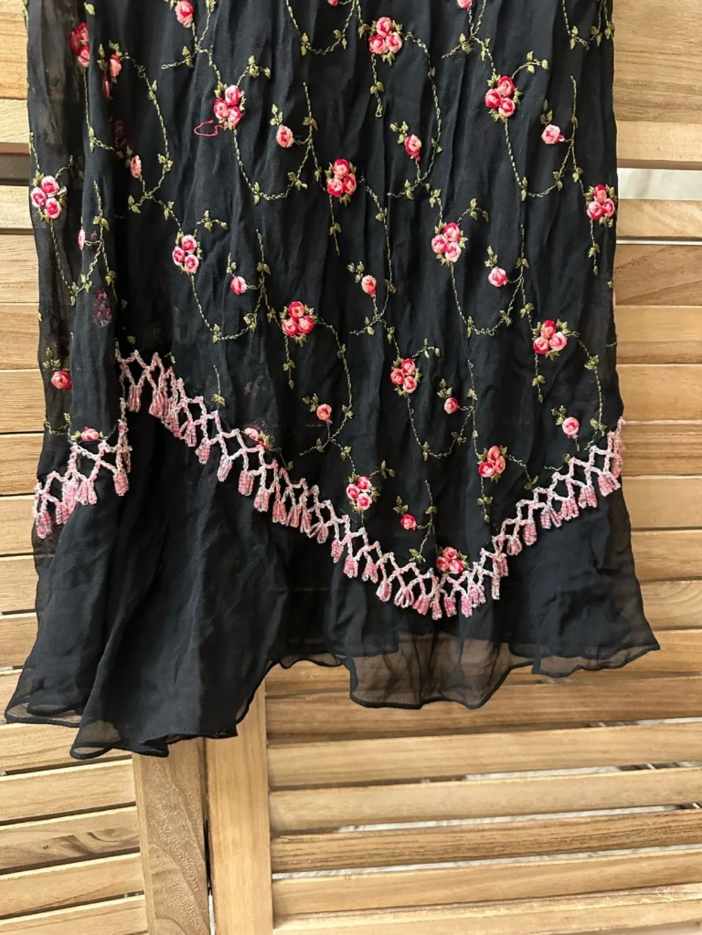 Betsey Johnson Real Vintage Slip Floral Beaded Babydoll Dress size S - Picture 5 of 8